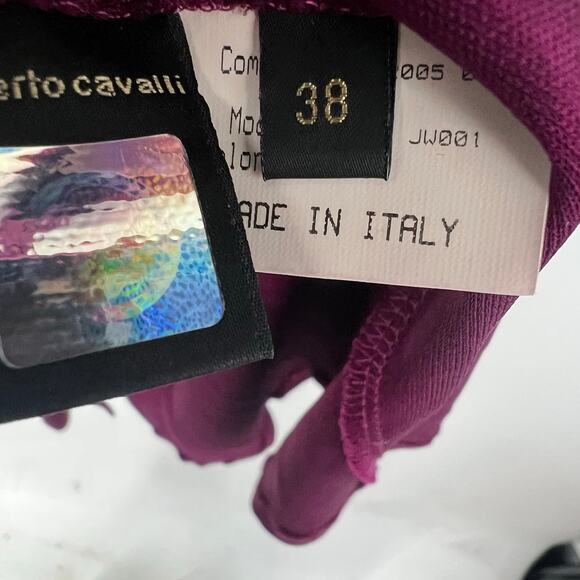 Roberto Cavalli Faux Wrap Snake Hardware Dress Women's Size 38 US 2 Dark Berry - Picture 8 of 10